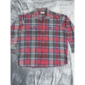 Vintage LL BEAN Flannel Shirt Men's XL (Regular) Plaid Red,‎ Gray and Blue Heavy
